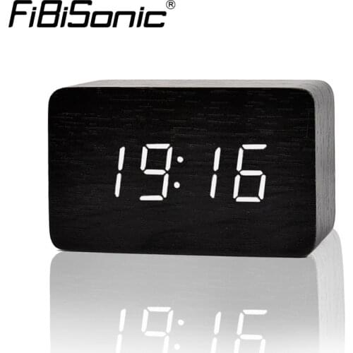 FiBiSonic Modern LED Alarm Clocks with Sound Control Desktop Multi-function Temperature LED Digital Calendars Table Clock