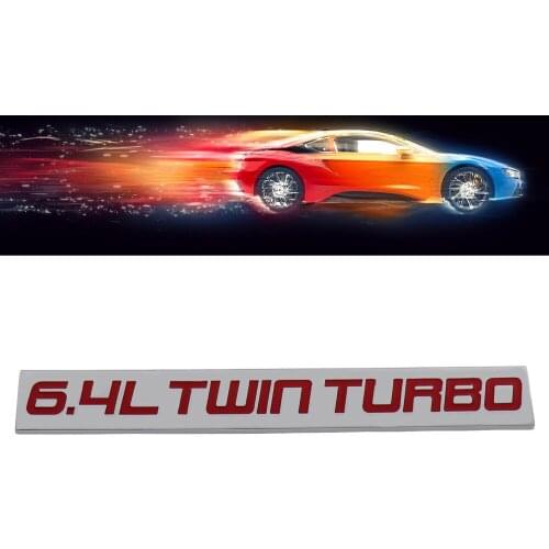 Chrome Red 6.4L TWIN TURBO Engine for Fender Trunk Lid Emblem Decal Badge Sticker
