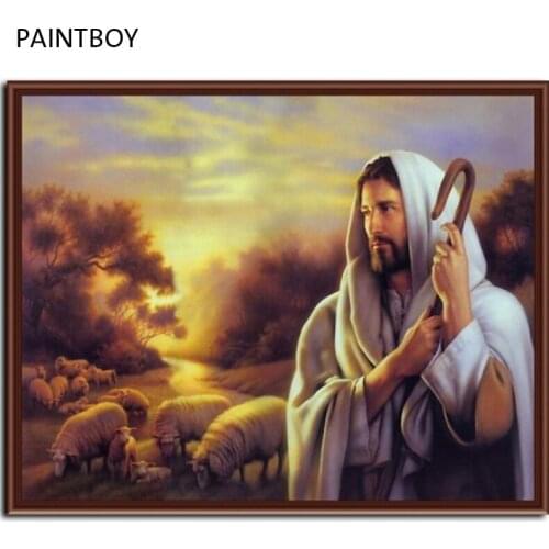 PAINTBOY Wall Art Framed Pictures Painting By Numbers DIY Oil Painting On Canvas Church Decor Of Figure Painting Of Jesus G026
