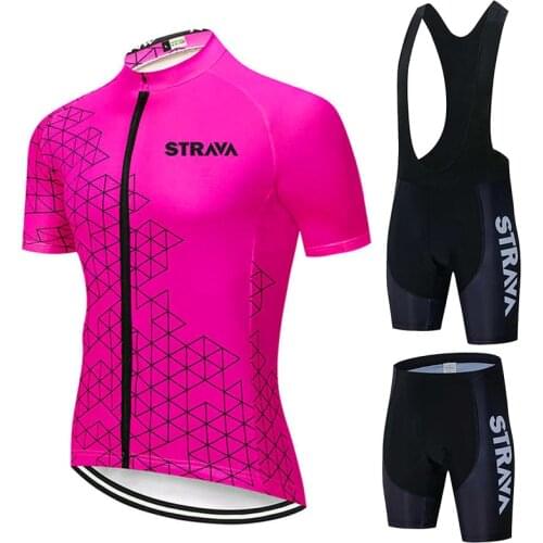STRAVA Pro Team Cycling Jersey Sets Summer Anti-UV Bicycle Clothing Short Sleeve Road Mountain Bike Suit Riding Ropa Ciclism