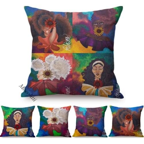 Colorful Abstract Hand Painted Girl Portrait Art Pillow Case Fashion Woman Printing Luxury Artwork Sofa Decoration Cushion Cover