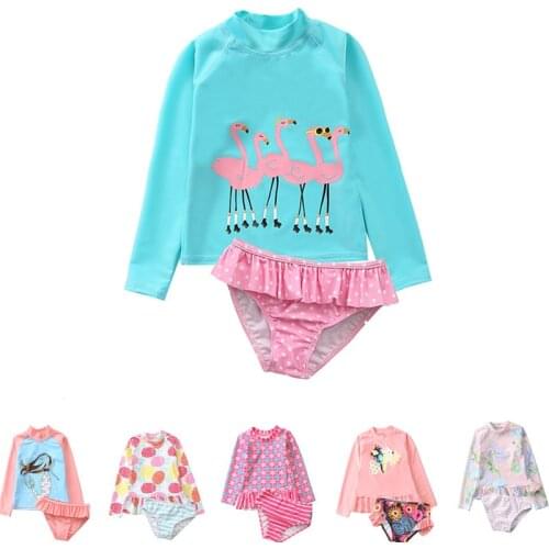 2019 Two Piece Swimsuit For Girls Ins Flamingo Girls Swimsuit 2-10 Years Childrens Swimwear Pineapple Beachwear Kids CZ974