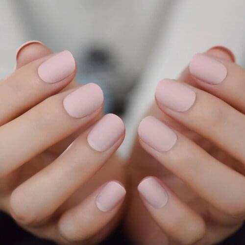 Matte Short Nails Squoval Pink Frosted Nails Press On Nails Artificial Scrub Designed Supplies For Professionals Full Cover Nail