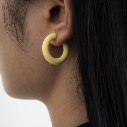 Fashion trend ladies candy color C-shaped earrings female simple retro Ackley earrings 2021