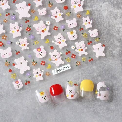 1 Pc White Rainbow Bunny Cloud Monster Cartoon Nail Stickers Acrylic Adhesive Nail Art Decals Manicure Decoration Tools JY05