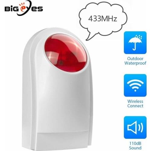 J008 Outdoor Wireless Siren with Strobe Light 433MHz Wireless Horn for Outdoor 110dB Alarm Siren for KERUI Alarm System
