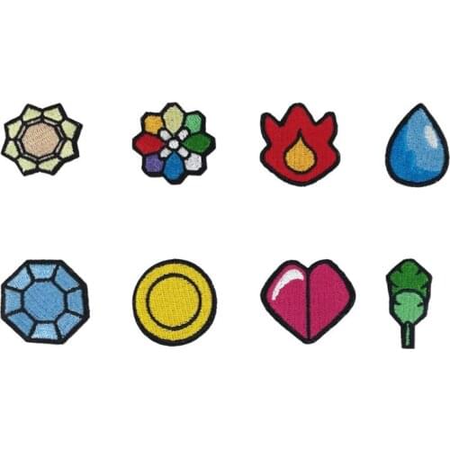 Go Gym Indigo League logo Iron On Patch 8pcs per set HOT Embroidered Emblem badge applique Costume Cosplay