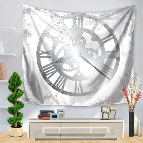 Clock Pattern Printed Mandala Tapestry Wall Hanging Wall Decoration Hippie Tapestry Beach Throw Towel Yoga Mat