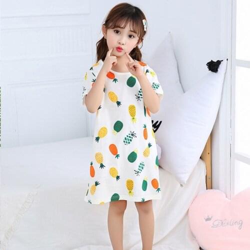 Girls Nightgown Cotton Nightdress Little Teen Pajamas Dresses Children Cartoon Summer Home Clothes Kids Sleepwear clothes