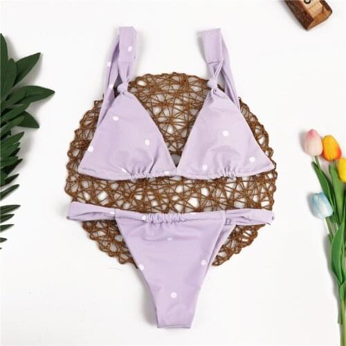 New Micro Bikini 2020 Dot Purple Push Up Padded Swimming Suit for Women Bathers Bathing Suit Thong Swimsuit Traje De Bano Mujer