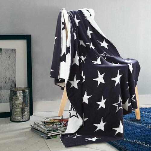 Red Stars Warm Knitted Blanket Plaid sofa air Travel Manta Kid Soft Blanket For Beds Children Throws Manta Cobertor 127*153cm
