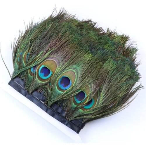 Wholesale Big Eyes Peacock Feathers Trim DIY Sewing Clothes Accessory Carnival Dress Decoration Natural Plumes Ribbon For Crafts