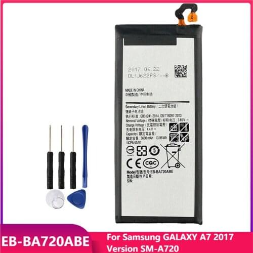 Original Phone Battery EB-BA720ABE For Samsung GALAXY A7 2017 Version SM-A720 Replacement Rechargeable Batteries 3600mAh