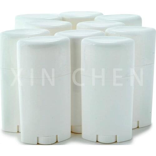 20 pcs Empty Oval Deodorant Lip Lipstick Balm Tubes Containers Plastic 15ML Transparent White Cosmetic Tube Make Up Containers