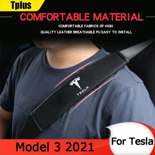 Tplus Seat Belt Shoulder Strap Pad For Tesla Model 3 2021 Car Seat Cover Protector Belt Modeling Accessories Model Three