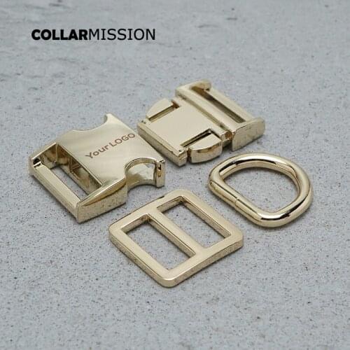 20mm Gold engraving plated buckle(metal buckle+ adjust buckle+ D ring) for dog collar student backpack bag webbing DIY accessory