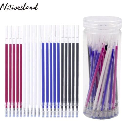 50Pcs High Temperature Disappearing Pen Refill for DIY Patchwork PU Leather Fabric Marker Heat Erasable Pen with a Storage Box
