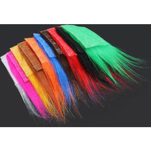 Tigofly 10 pcs 8X8cm 10 Colors Furabou Long Hair Craft Fur Synthetic Fiber Streamer Tail Wing Fly Fishing Tying Materials