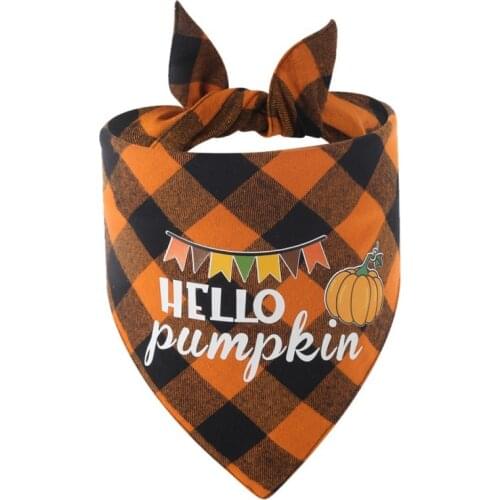 Pet Triangular Neckerchief Halloween Thanksgiving Double laye Fashion Bandana Bibs Scarf for Dog Cat