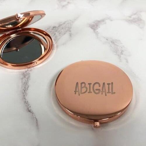 High quality Stainless steel Rose Gold Personalized Compact Mirror 50pcs/Lot