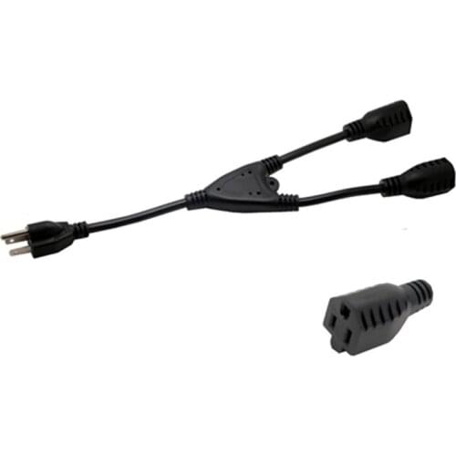 High quality US Y Type Splitter Power Adapter Cord, 5-15P to 2X 5-15R , USA 3Pin Male To Double Female Power Adaptor Cable