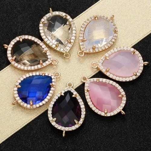 ZHUKOU 16x25mm high quality crystal connector for women DIY necklace earrings bracelet jewelry accessories Making model: VS378