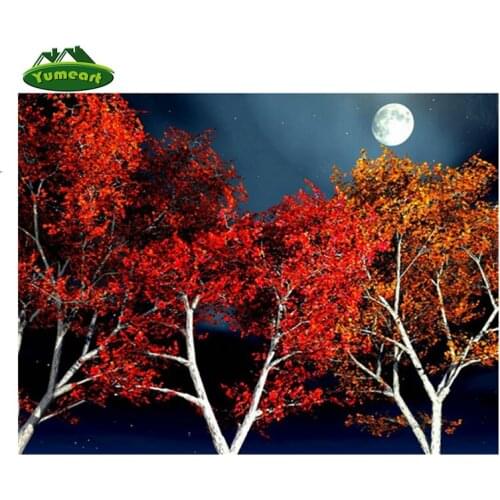 YUMEART Needlework Diamond Embroidery Cross Stitch Autumn Landscape DIY Diamond Rhinestone Hobbies and Crafts Embroidery Kits