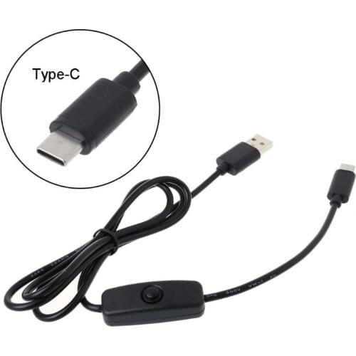 1m USB Type C Charging Cable with ON/OFF Switch for Raspberry Pi 4 Mobile Phone