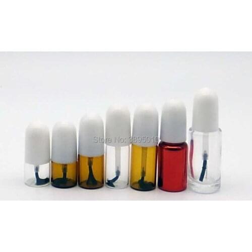 1ml 2ml 3ml 5ml Glass DIY Nail Polish Bottle with white Lid Mini Women Cosmetic Container with Brush F986