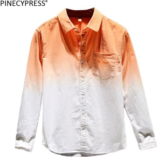 100% Cotton Corduroy Anti-static Soft Spring Summer Gradient Color Long Sleeve Man Shirt Fashion Male Quality Casual Men Shirts
