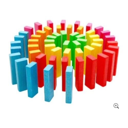 100 pcs Colorful Wooden Domino Blocks Educational Wooden Jenga Game