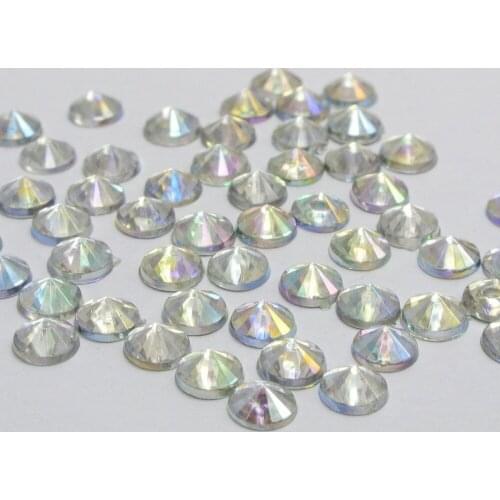1000 Clear AB Acrylic Round Pyramid Flatback Rhinestone Gems 5mm Cone Shaped