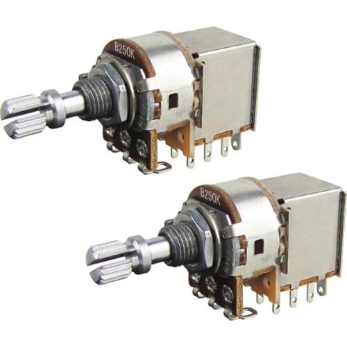 FLEOR 2pcs Short Shaft Guitar Potentiometers Push Pull Pots Potentiometers 250K or 500K for Guitar Bass Parts