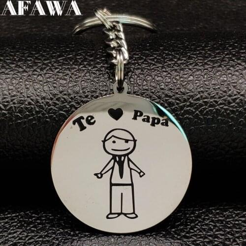 2021 Fashion PAPA Stainless Steel Keychains for Women Silver Color Famliy Pendant for Key Jewelry llaveros para hombre K77401B