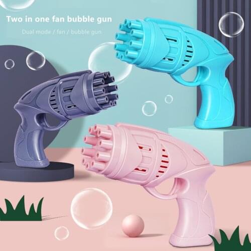2-in-1 Gatling Bubble Machine 10-Hole Electric Bubble Gun Fan Kids Automatic Gatling Bubble Gun Toys For Children Kids