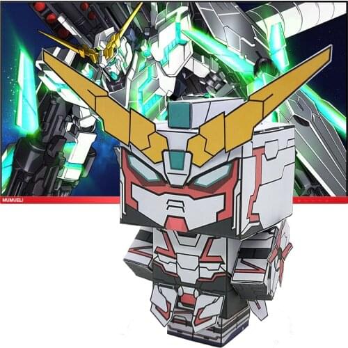 No-glue RX-0 Unicorn Gundam Folding Cutting Cute 3D Paper Model Papercraft Anime Figure DIY Cubee Kids Adult Craft Toys CS-030