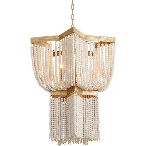 Bohemian wooden bead chandelier creative art bedroom restaurant villa staircase clothing store chandelier