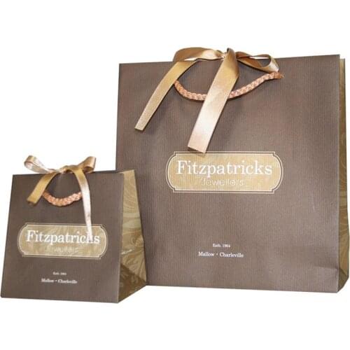 Paper Shopping Bag Silver Grey color paper bags Custom sizes are also available