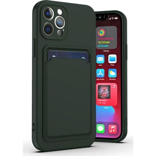 Card Slot Camera Protection Phone Case For iPhone 12 11 Pro Max X XR XS Max 12 Mini 7 8 Plus Soft Silicone Shockproof Back Cover