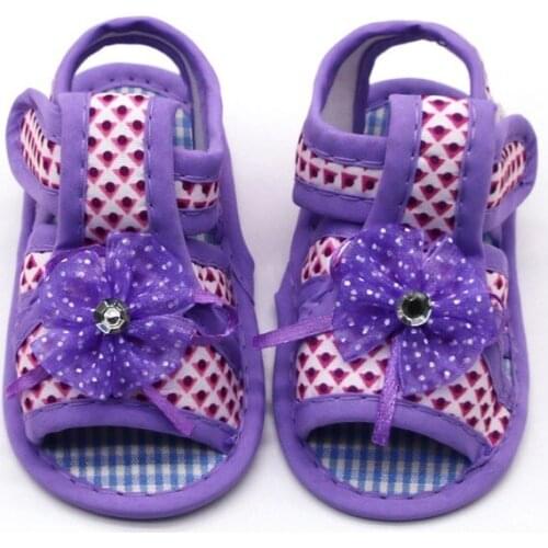 Baby sandals for girls flower baby summer sandals princess print soft bottom cotton baby toddler shoes