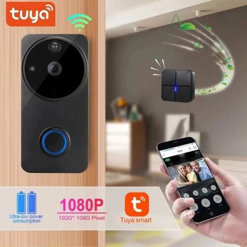 Anjielosmart Video Doorbell Tuya WiFi Smart Video Doorbell work with Google Home Voice Control Door Peephole Camera Intercom