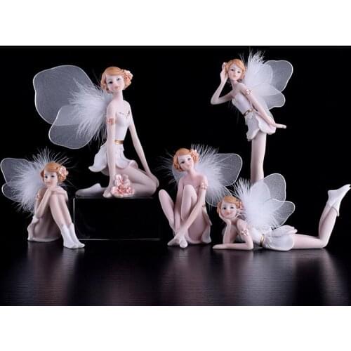 European Angel Flower Fairy Resin Statues Home room Desktop Figurines Crafts Coffee Table Ornaments Decoration Birthday Gifts