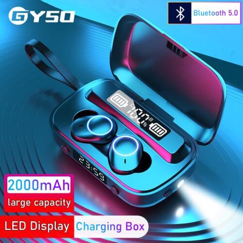 GYSO Wireless Bluetooth 5.0 Earphone Charging Box TWS HIFI Mini In-ear Sports Running Headset Support iOS/Android Phones HD Call