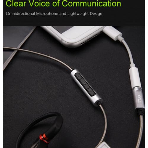 Fidue 3.5MM To MMCX Three Button Headphone Cable With Microphone