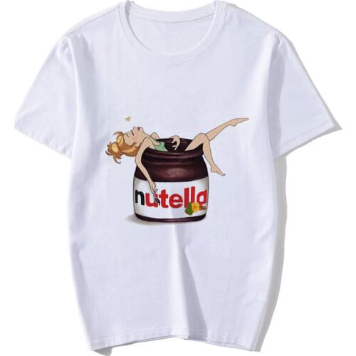 Kawaii Nutella Print T Shirt Women 90s Harajuku Ullzang Fashion T-shirt Graphic Tshirt Korean Style Top Tees Female