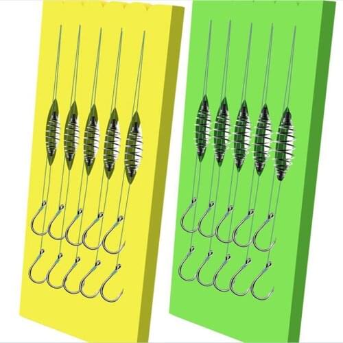 Hot! 5 PCs Double Hook Fishing PE Line Rigs Swivel Carp Hooks Cage Feeder String Hook Bait Feeder Fishing Accessories