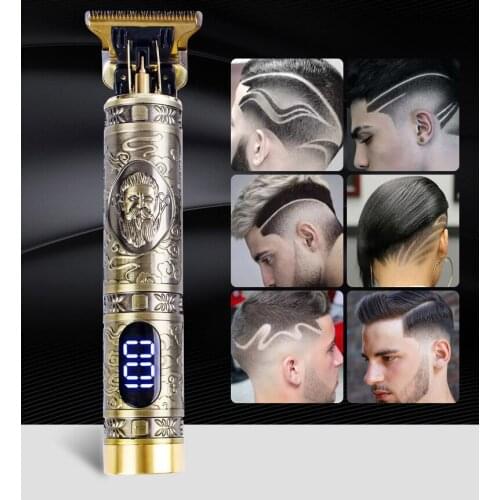 Hair trimmer USB rechargeable hair clipper haircut machine oilhead clipper white hair carving engraving beard trimmer LCD bald