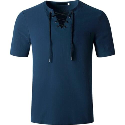 Mens Fashion T Shirt Cotton Linen Tee Hippie Shirts V-neck Short Sleeve Yoga Top Men Daily Casual T-shirt Male Camisetas Homme