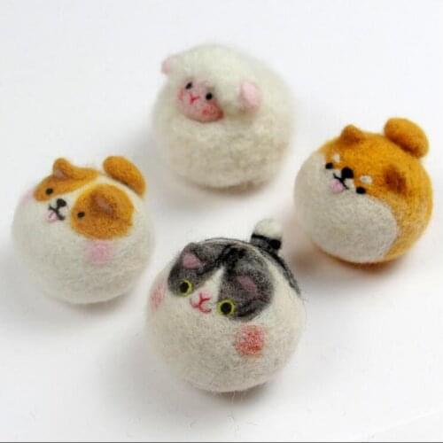 Cats, dogs, sheep, corgis wool needlepoint kit wool felt needle felting decoration craft needlecraft DIY ha