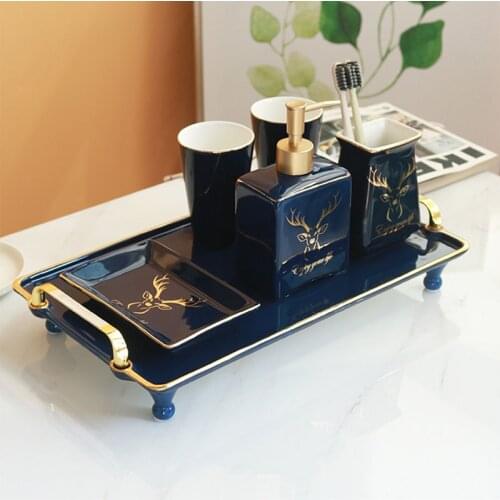 European style ceramic Bathroom Accessories Set bathroom suite Couple mouthwash cup Toothbrush rack Soap dish Bathroom hardware